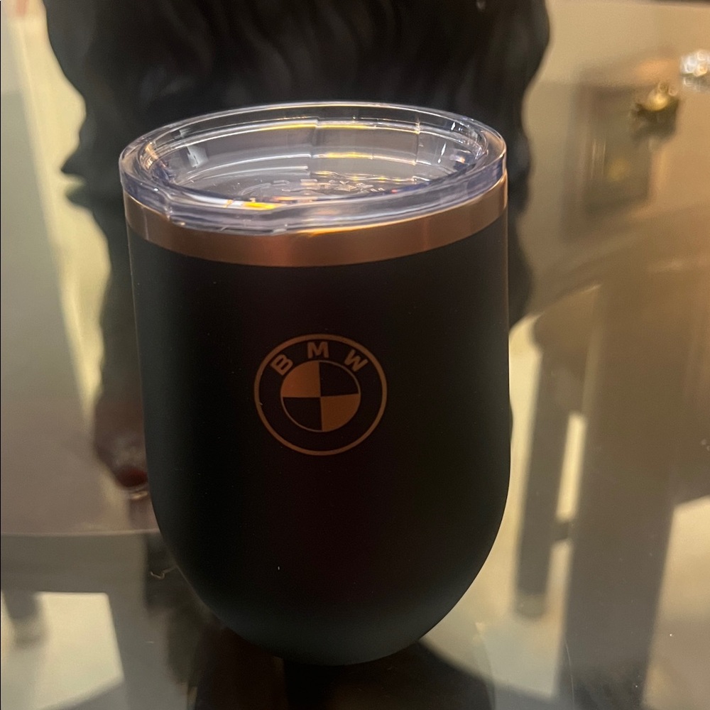 BMW Matte Black Tumbler with Clear Lid